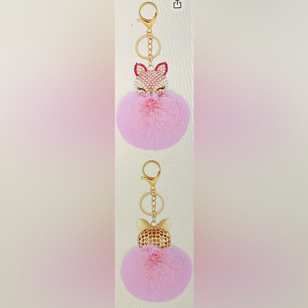 Fox Pompom Key Ring Purse Charm New